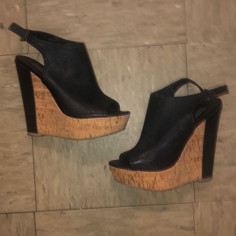 Steve Madden Leather/ Cork Wedges